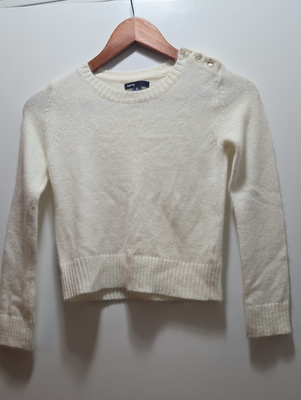 GAP Cream Crewneck Sweater with Shoulder Buttons